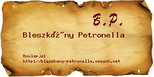 Bleszkány Petronella névjegykártya